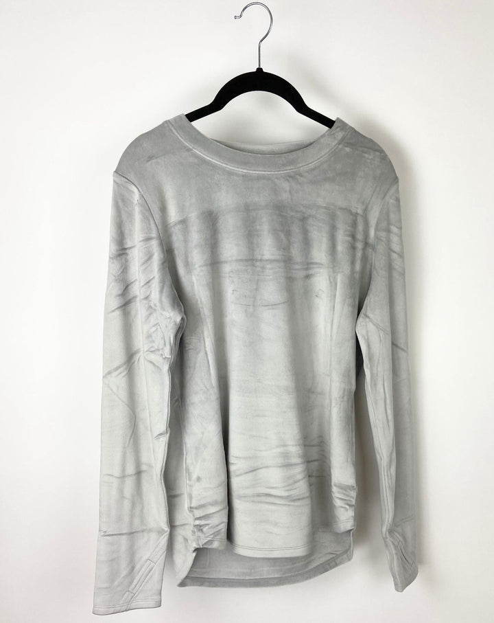 Grey Velour Like Top - Size 10/12