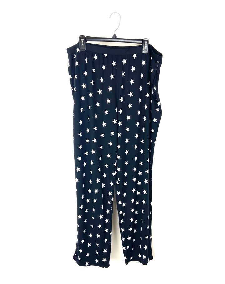 Black Star Print Pajama Pants - 2X