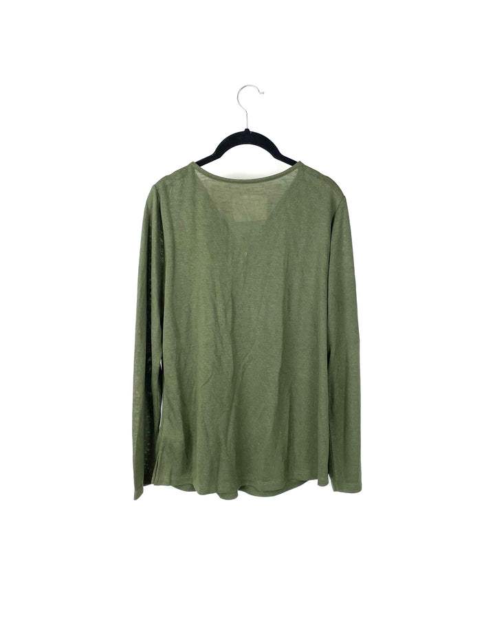 Dark Green and Gold Zipper Top - Small