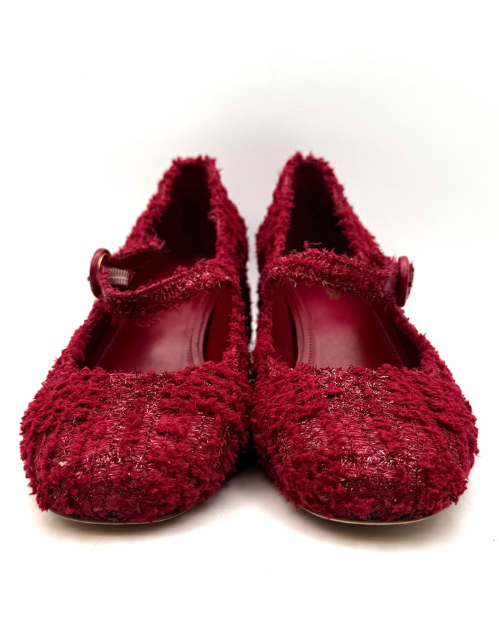 Red Tweed Low Pump - Size 6.5
