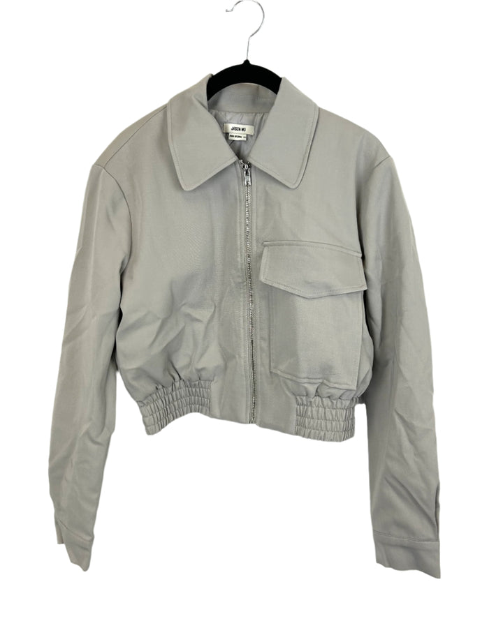 Jason Wu Grey Cropped Bomber Jacket- Extra Small