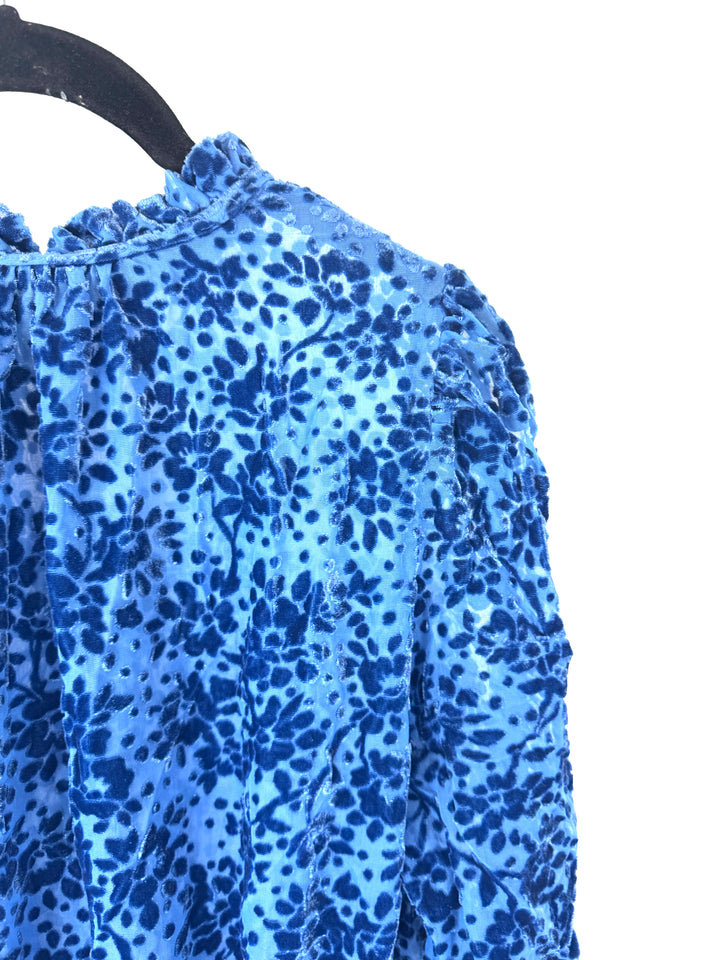 Blue Knee Velvet Dress - Size 4/6