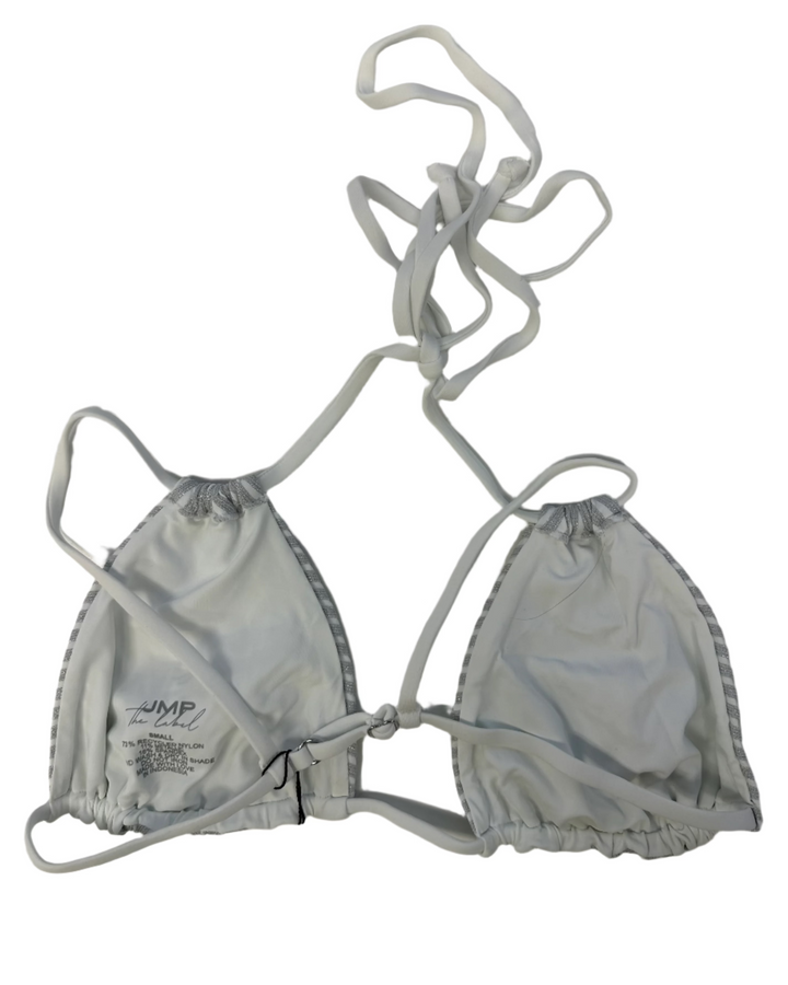 Metallic Silver Double Strap Bikini Top -  XS, S, M, L, XL, XXL, XXXL