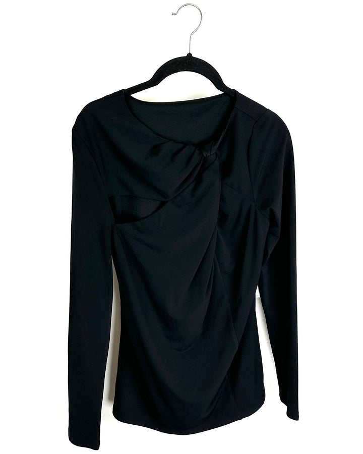 Black Long Sleeve Knot Top - Size 2/4