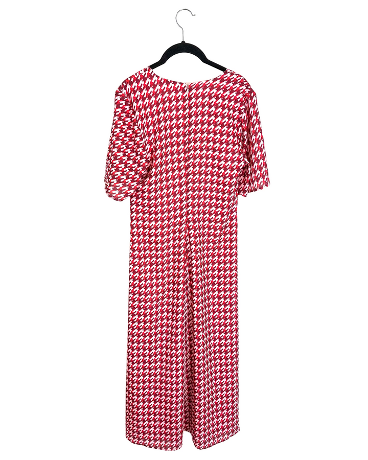 Pink and Red Houndstooth Dress - Size 6/8