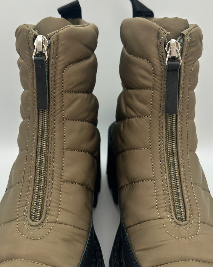 Olive Green Nylon Boots - Size 8 and 9.5