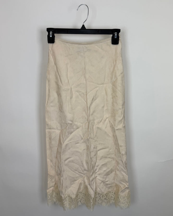 Cream Floral Print Skirt - 0/2