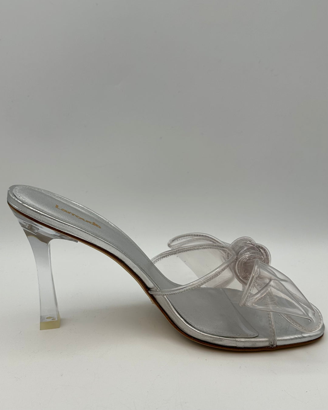 Silver Transparent Bow Heels - Size 9