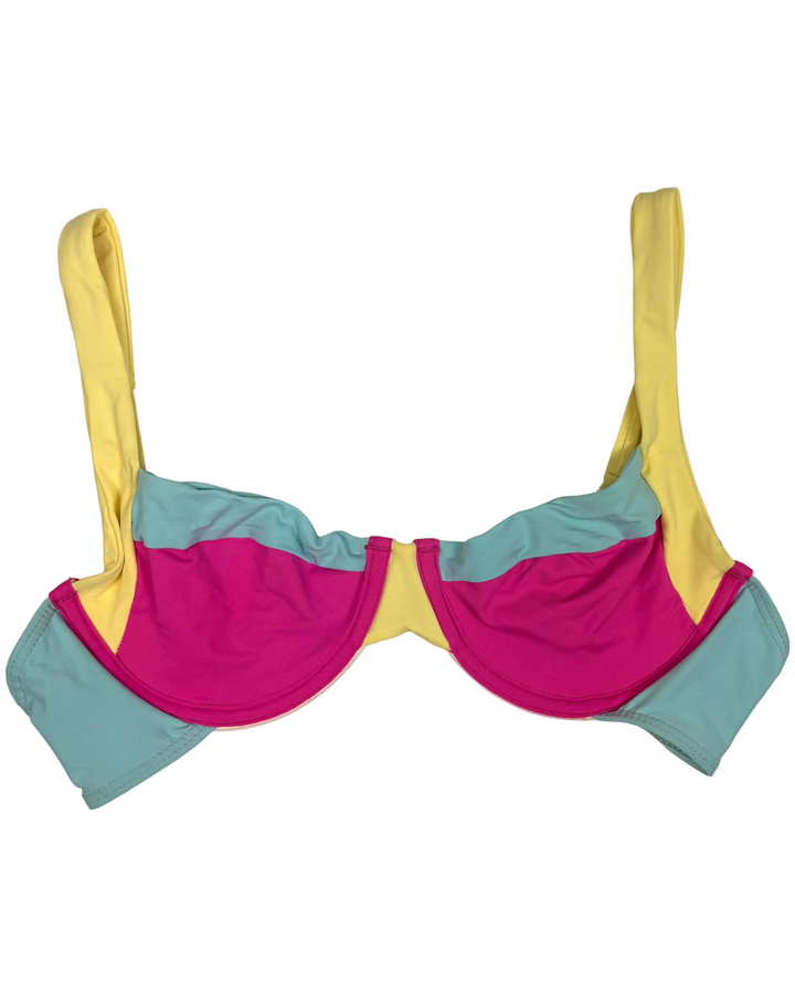 Pastel Blue Color Block Underwire Bikini Top - XS & S