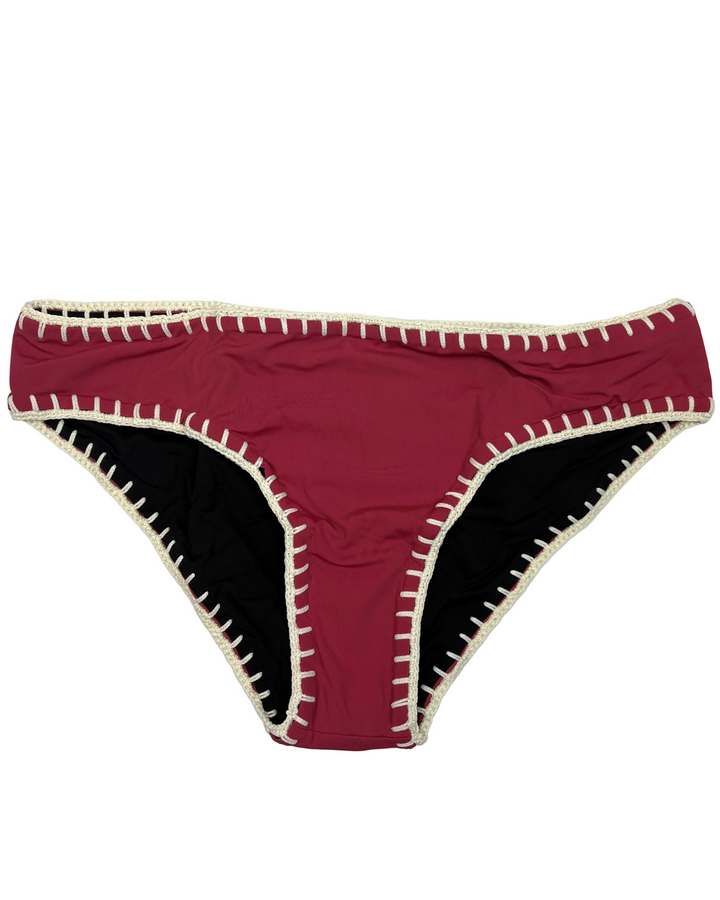 Raspberry Pink and Black Reversible Crochet Classic Bikini Bottom - L, XL