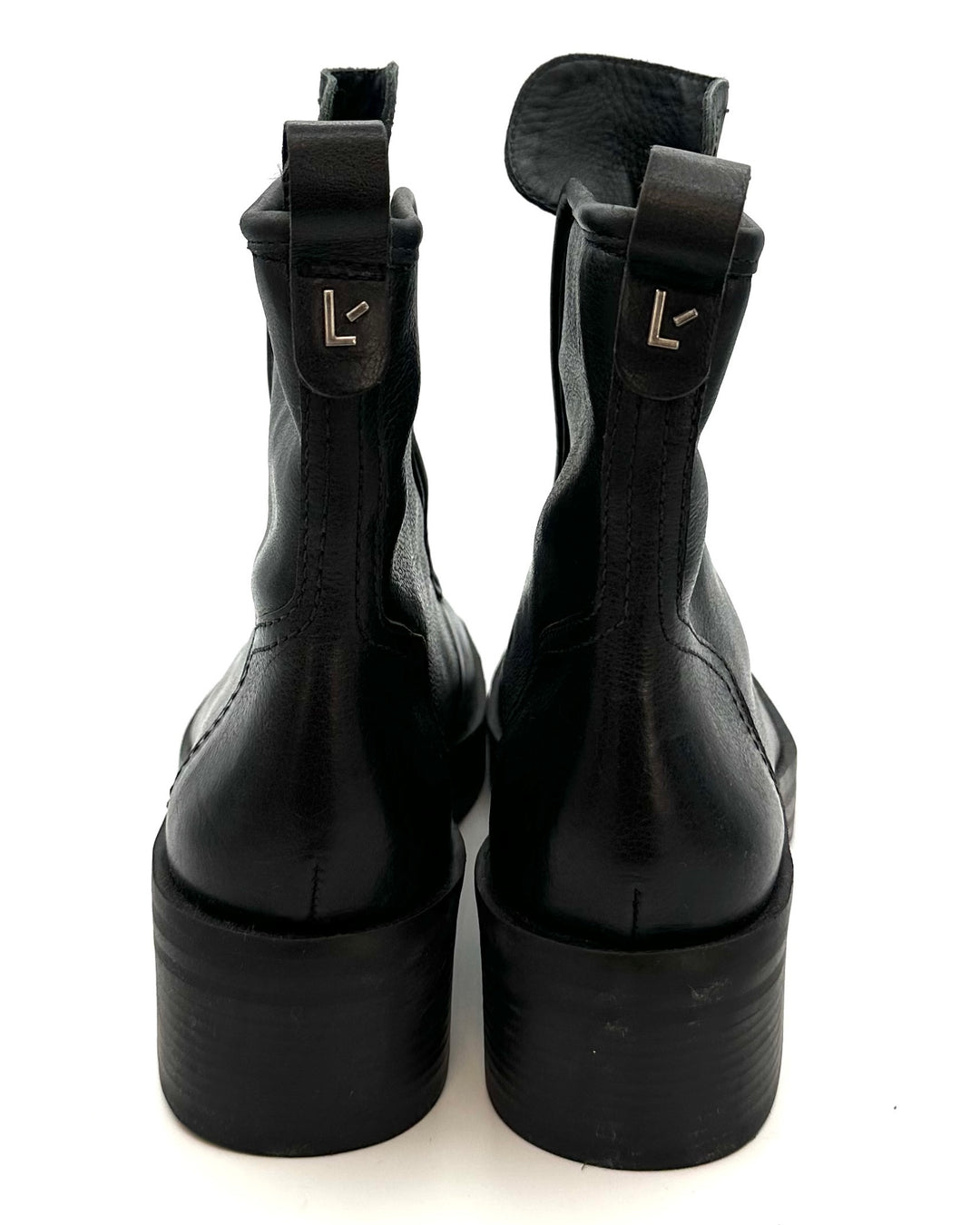 Black Structured Zipper Boots - Size 8