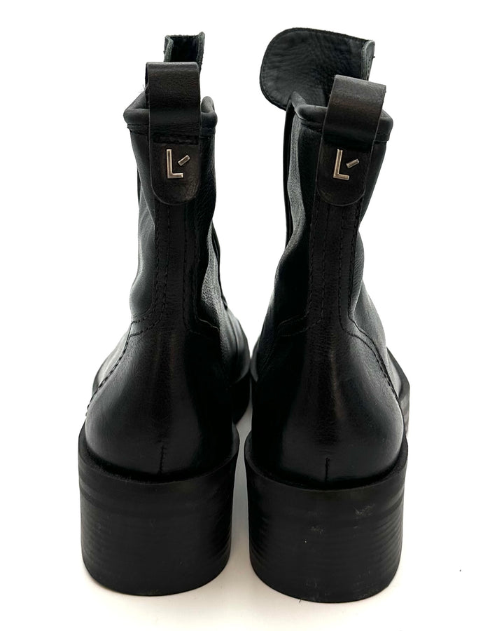 Black Structured Zipper Boots - Size 8