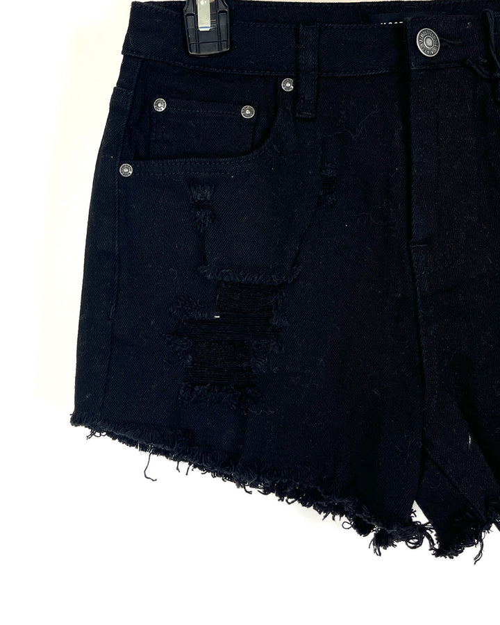 Ripped Black Denim Shorts - Size 2/4