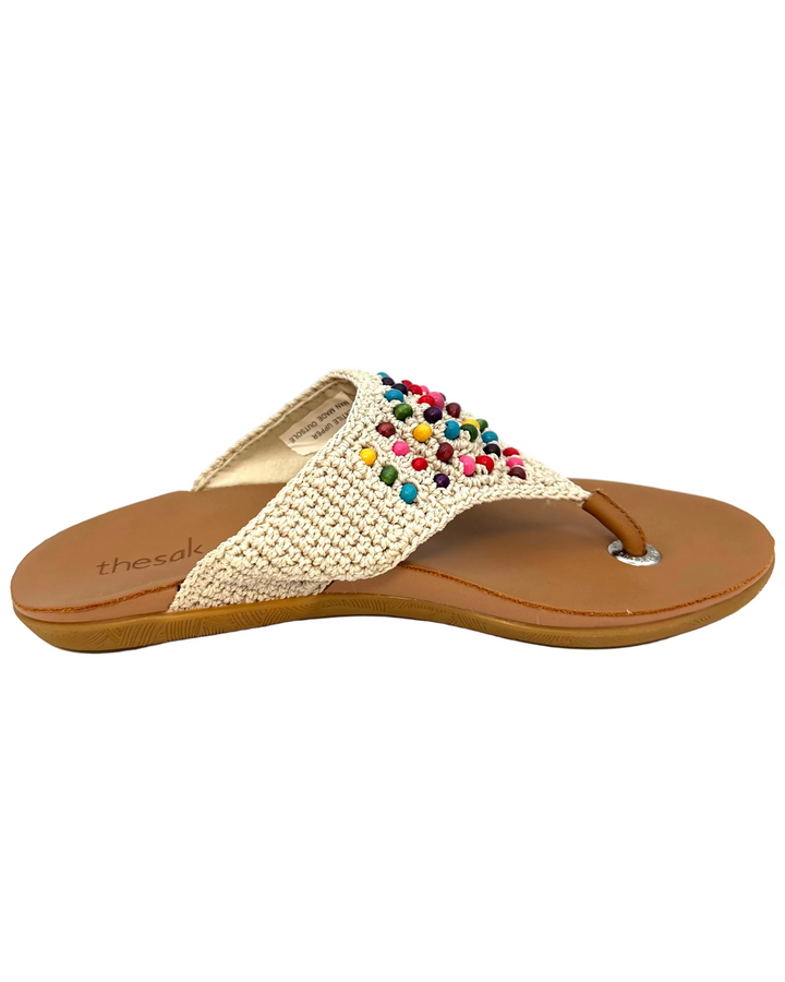 Multi Color Beaded Crochet Sandals - Size 6
