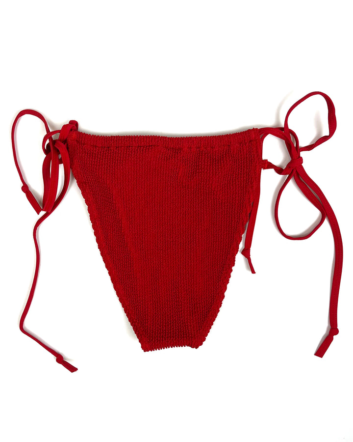 Red Textured String Bikini Bottom - M, L, XL