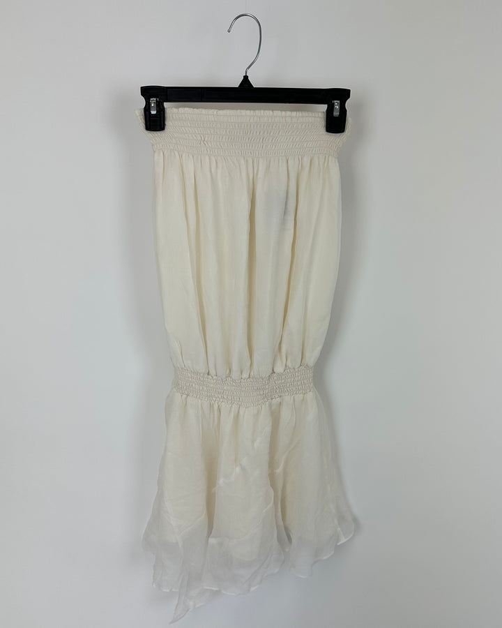 Off White Strapless Dress - Size 0/2