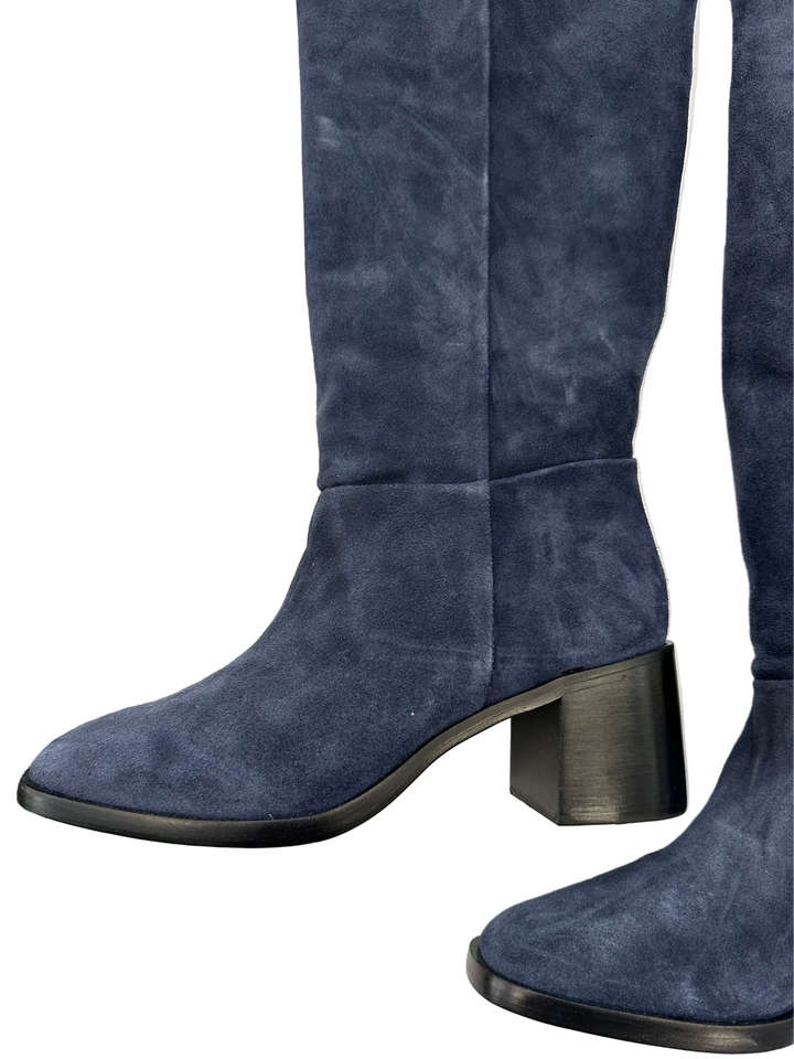 Navy Blue Suede Boots - Size 11