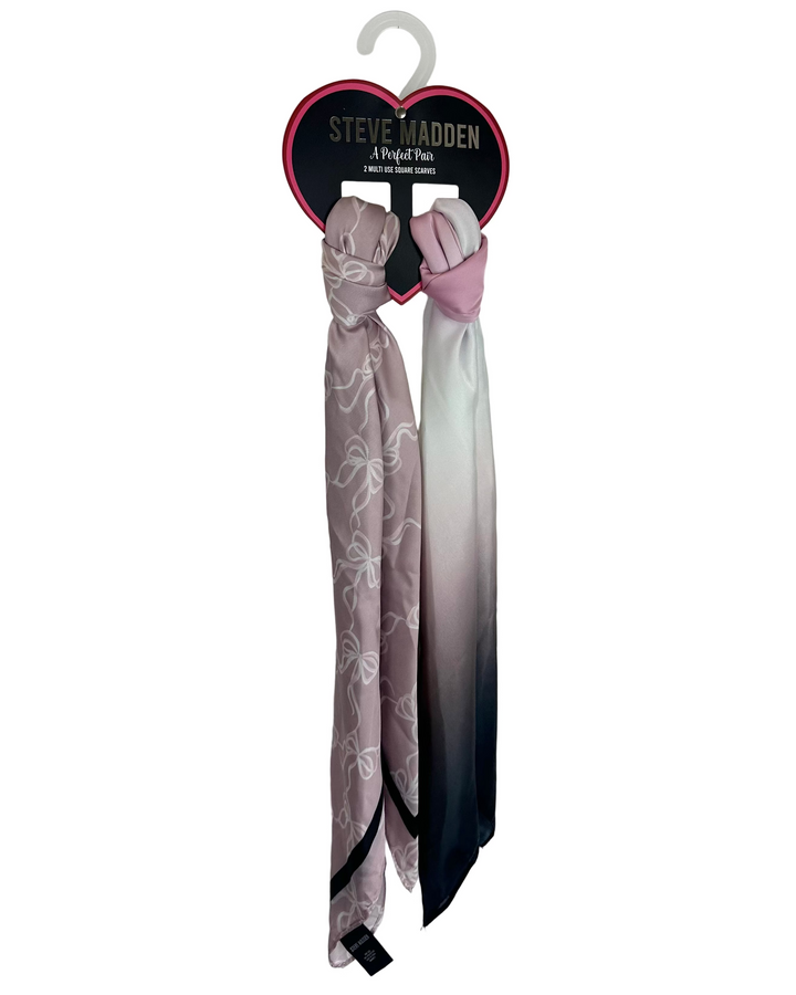 Pink and Black Square Scarf Set