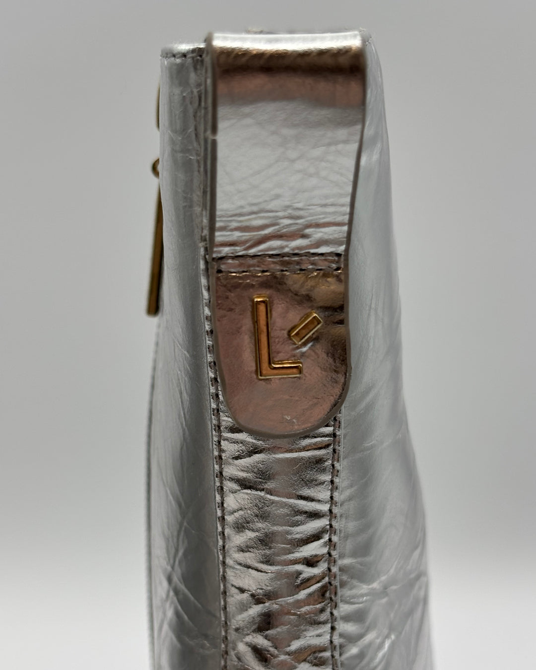 Crinkle Metallic Silver Leather Bootie - Size 8