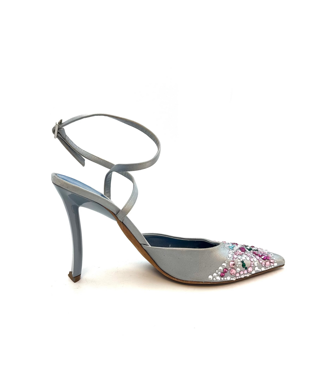 Light Blue Rhinestone Embellished Heels - Size 39