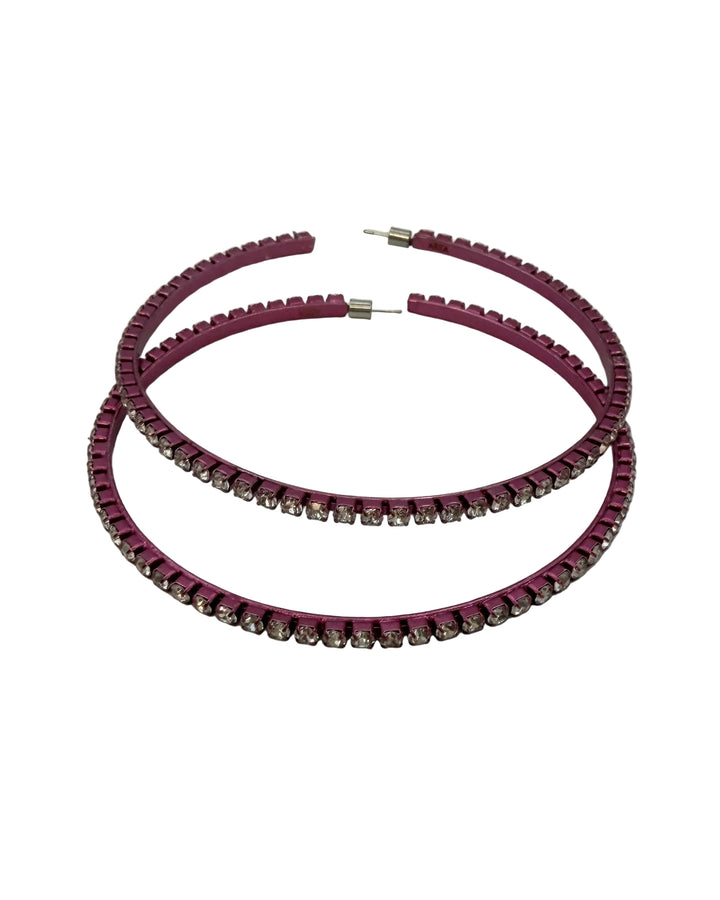 Oversized Metallic Pink Gem Hoop Earrings