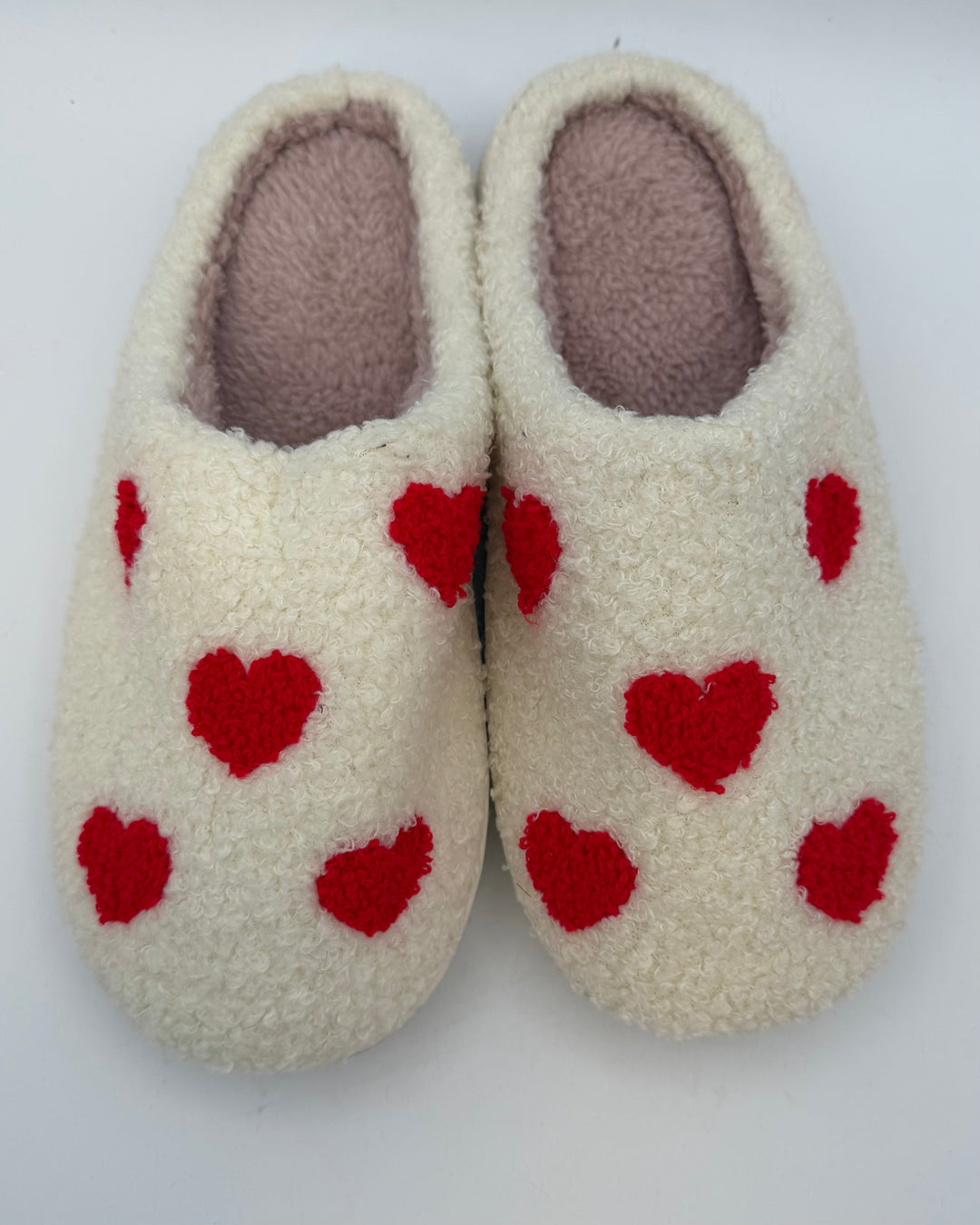 Fuzzy Heart Slippers - Size 7