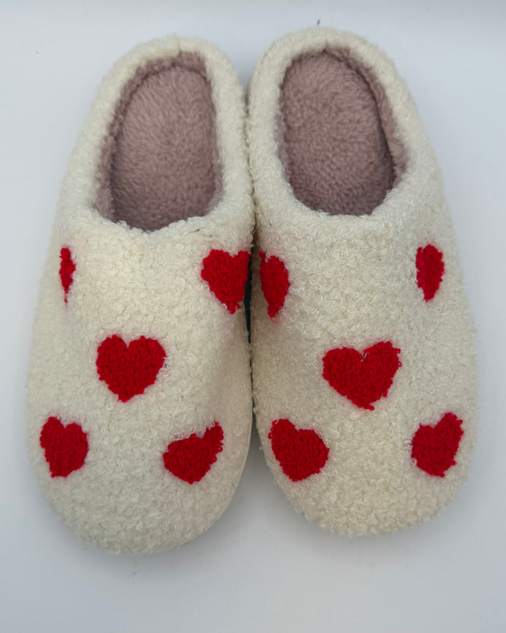 Fuzzy Heart Slippers - Size 7
