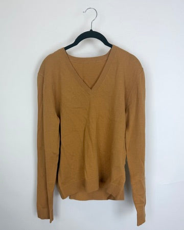 Camel V-Neck Sweater - Size 4/6