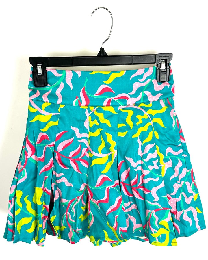 Teal Pleated Short - Extra Extra Small