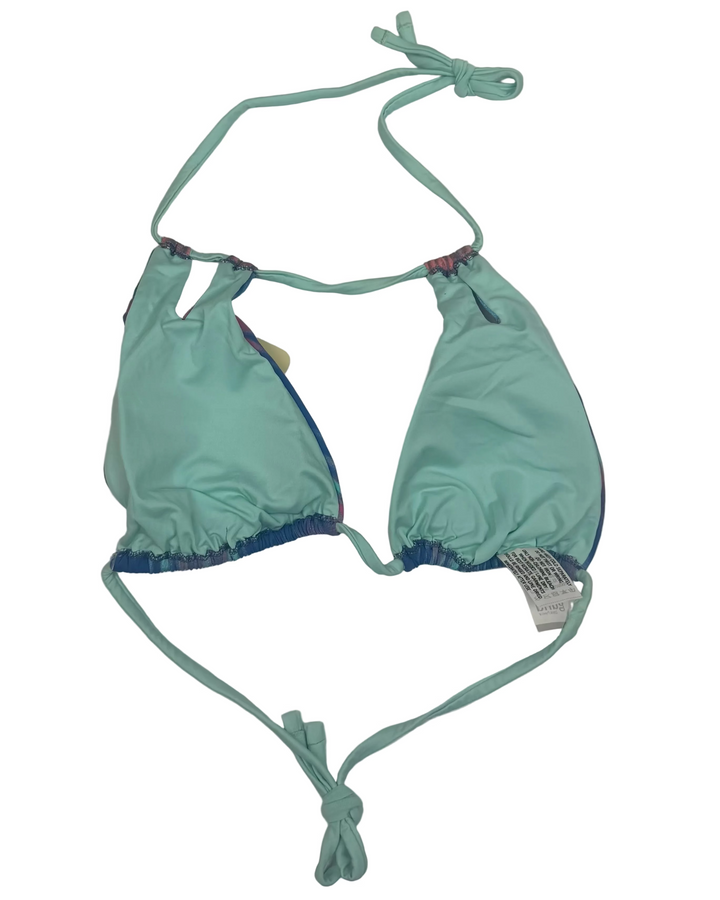 Blue & Pink Cut Out Bikini Top - Small