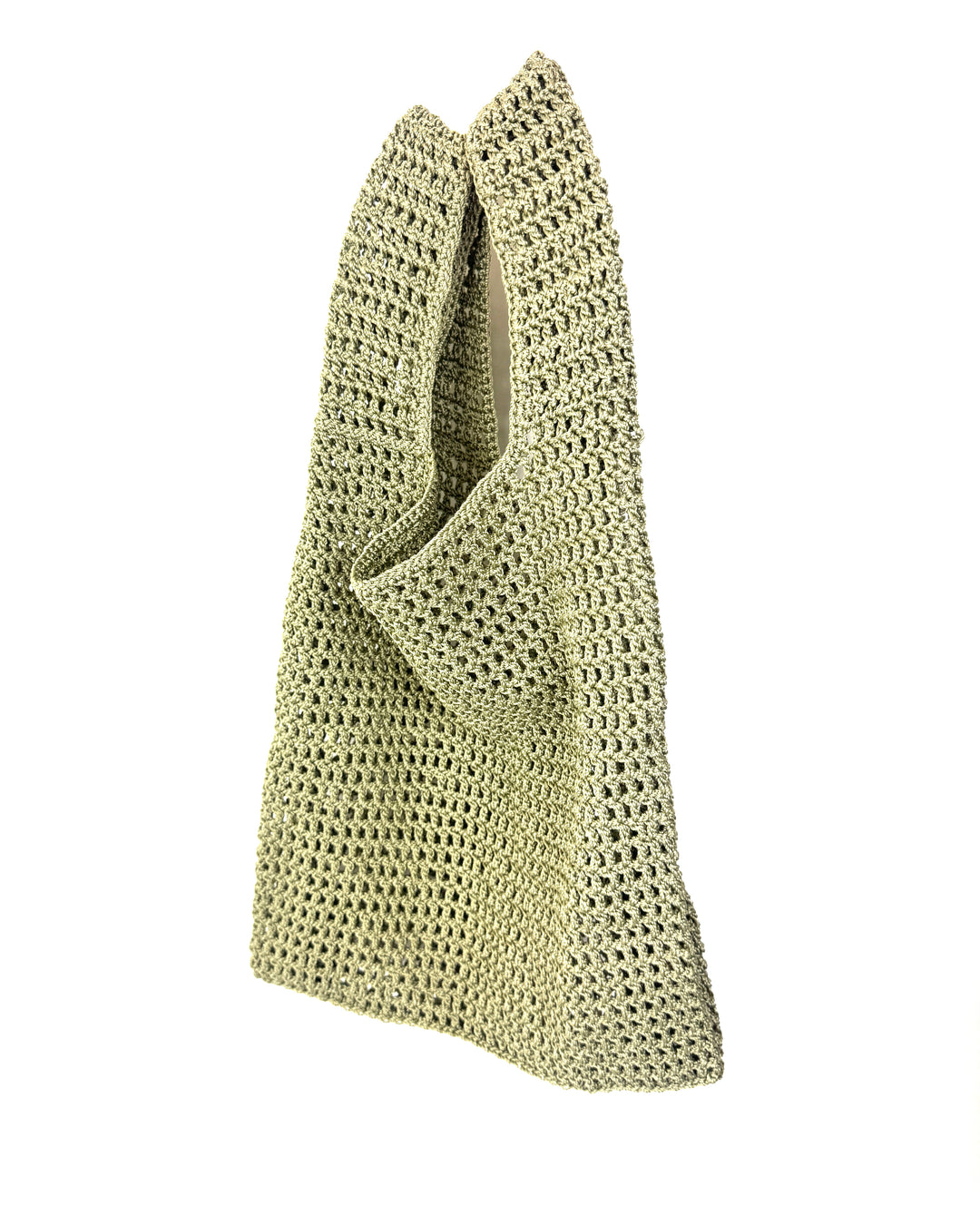 Green Open Crochet Tote Bag