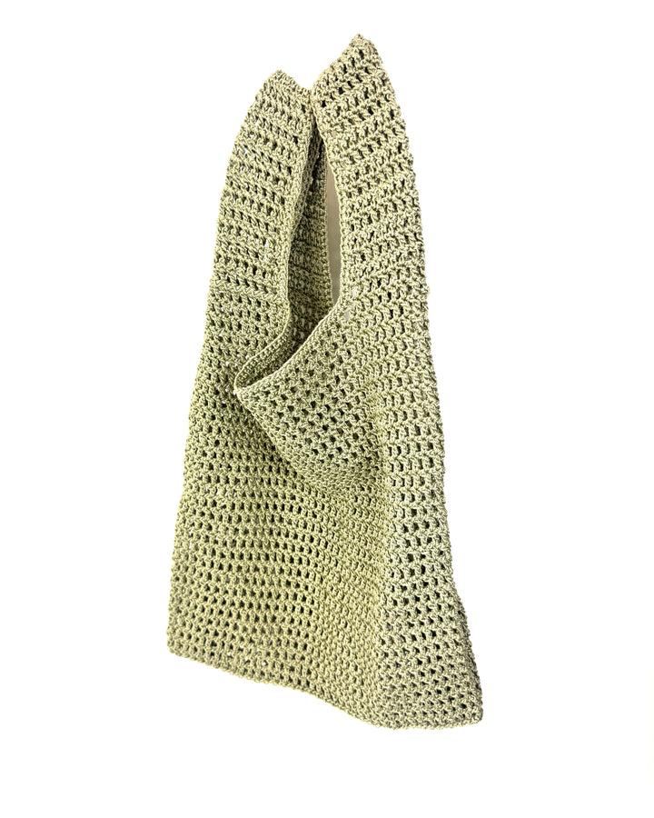 Green Open Crochet Tote Bag
