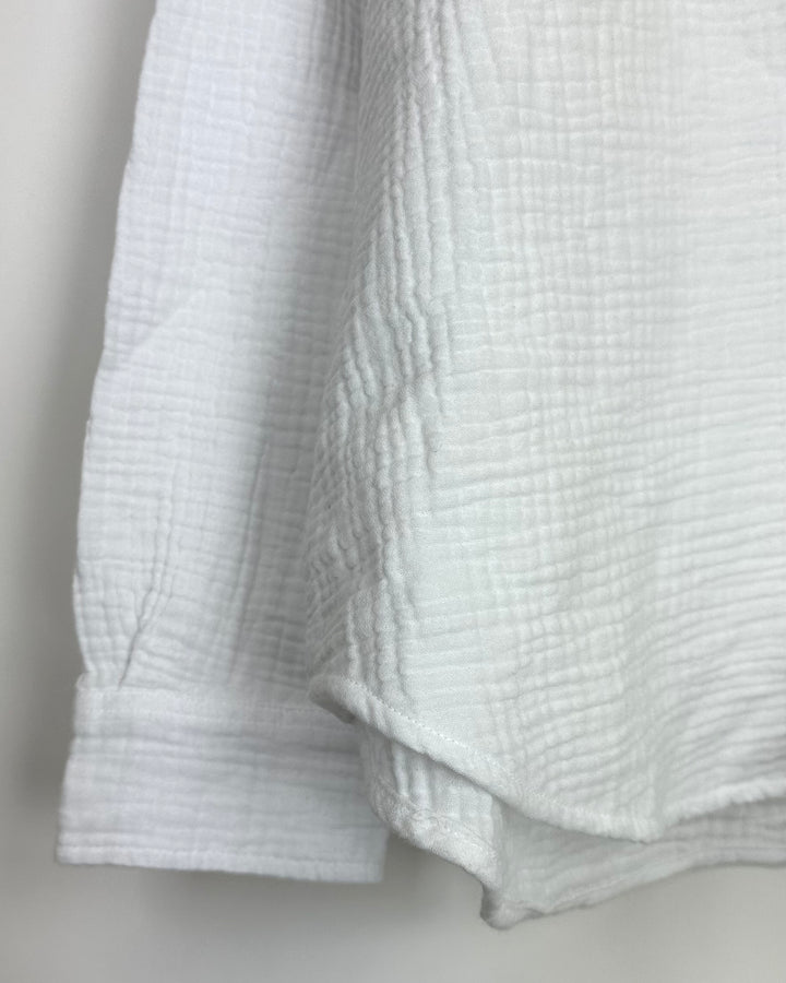 Cotton White Button Up Blouse - XS, M, L, XL