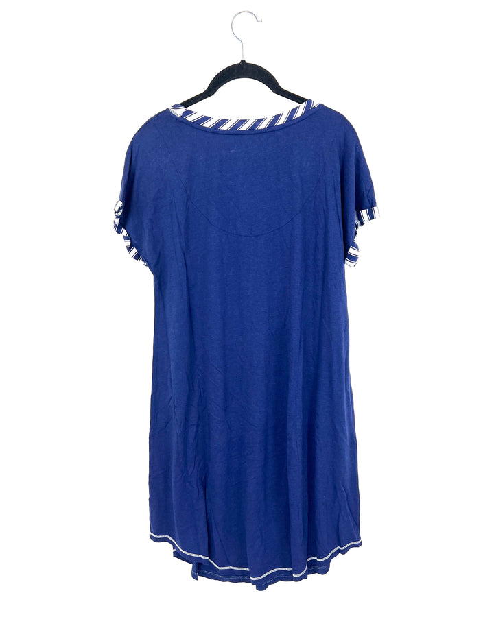 Navy Blue and Striped Nautical Nightgown - Small