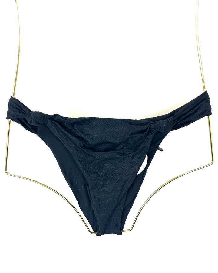 Black Embossed Knotted Cheeky Bikini Bottom - XS, S, M, XL, XXL