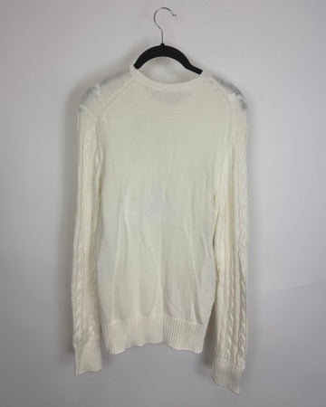Ivory Pearl Button Cardigan - Size 6/8