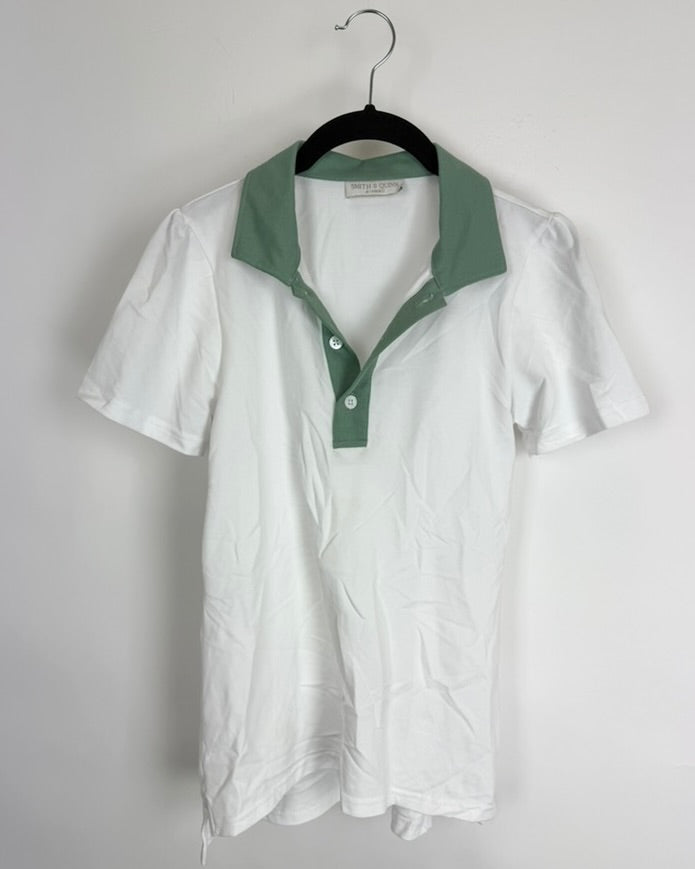 White Polo and Green Collar Top - Size 0/2 and 2/4