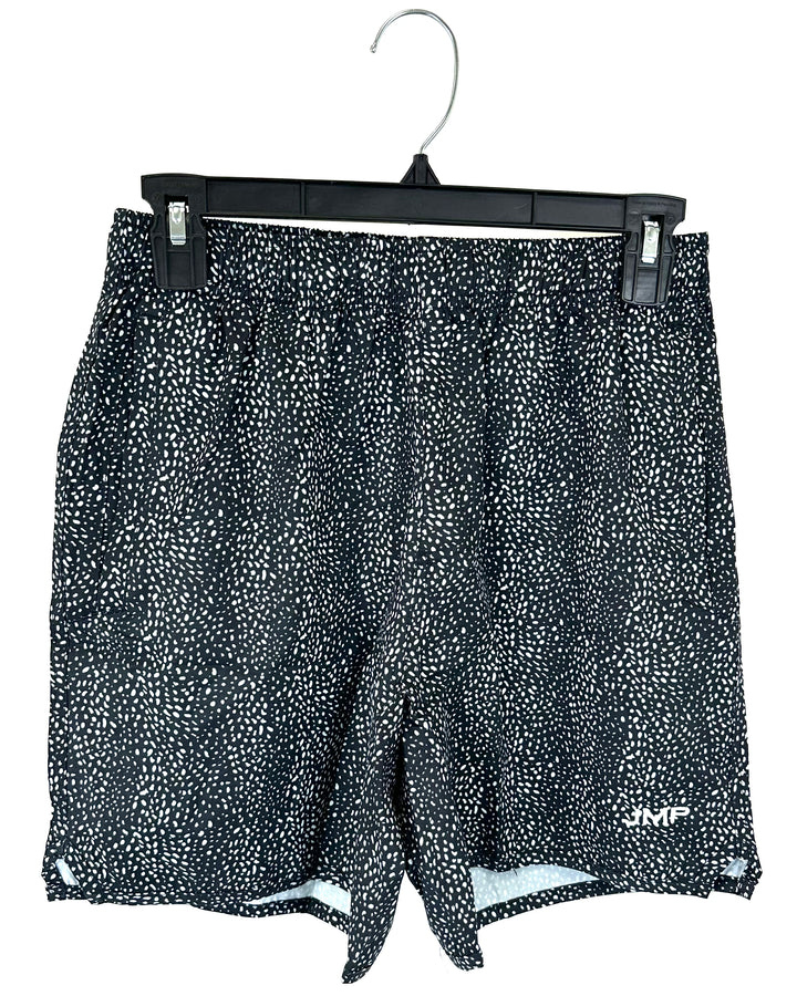 Black and White Swim Board Shorts - Extra Small