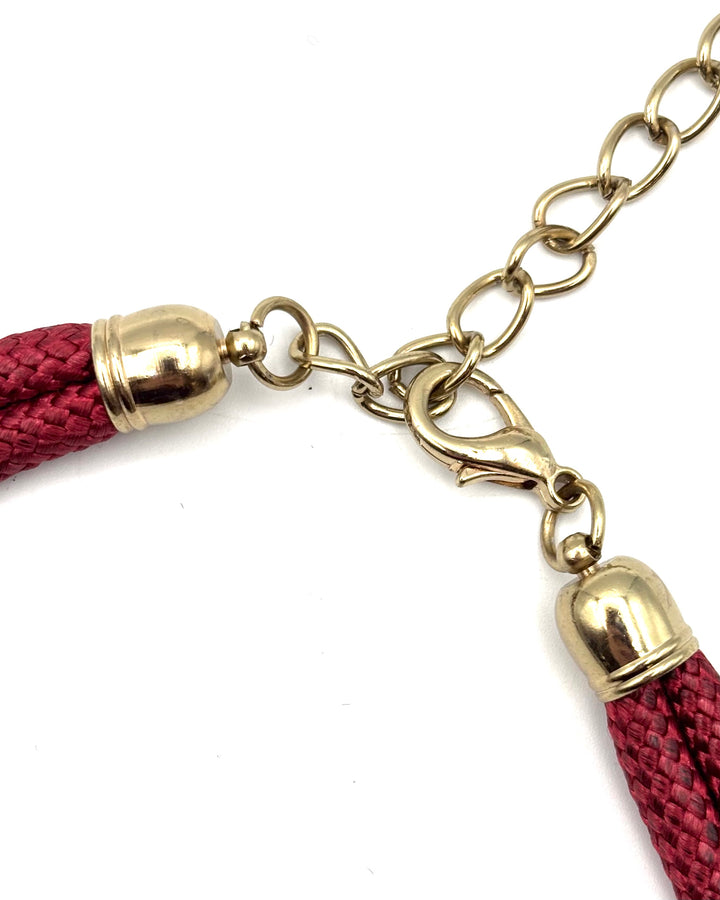 Red Statement Necklace With Gold Details