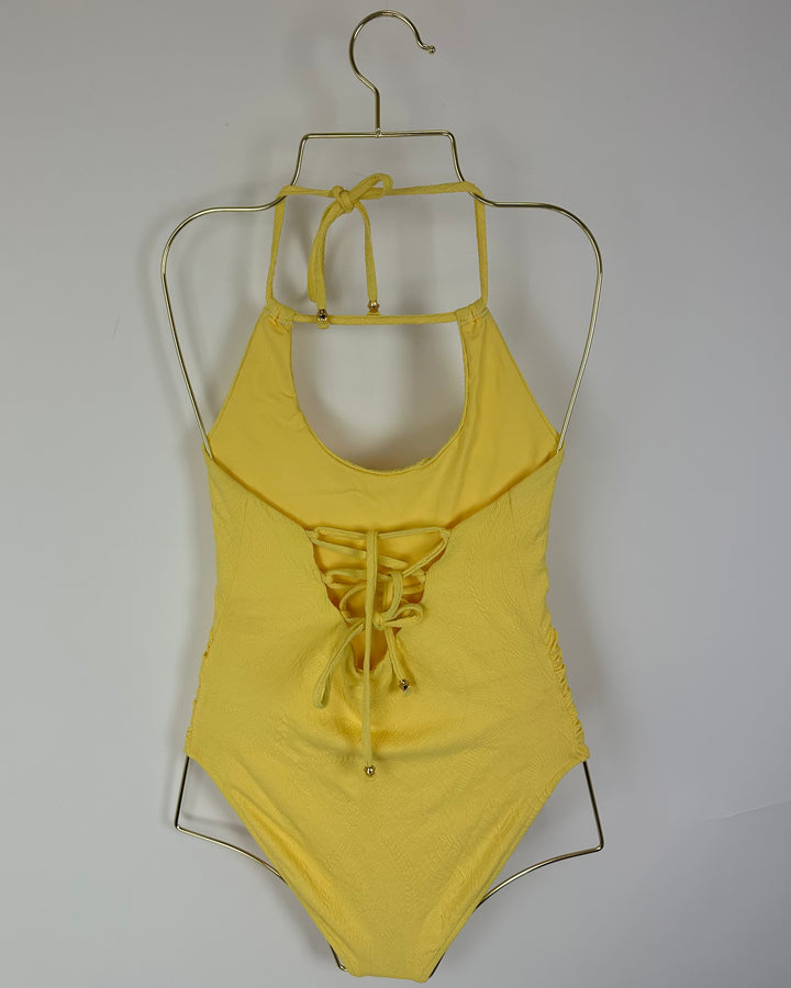 Yellow Embossed One Piece Swimsuit - Extra Small and Small