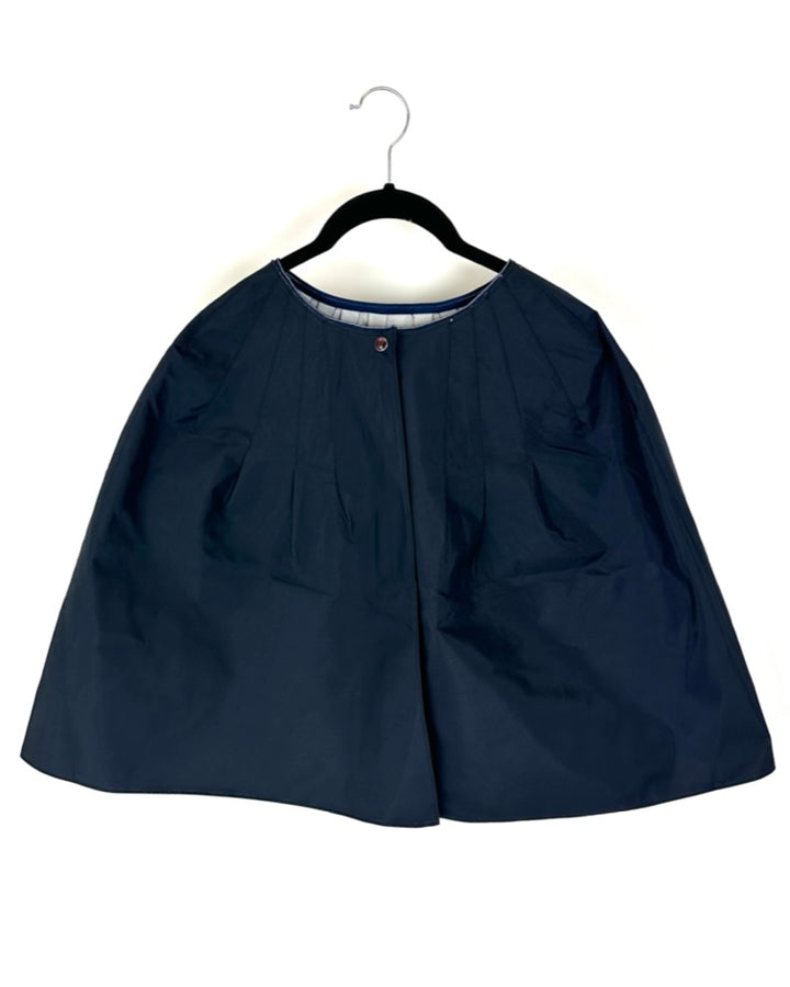 Dark Navy Blue Cropped Rain Poncho - Size 0 -16