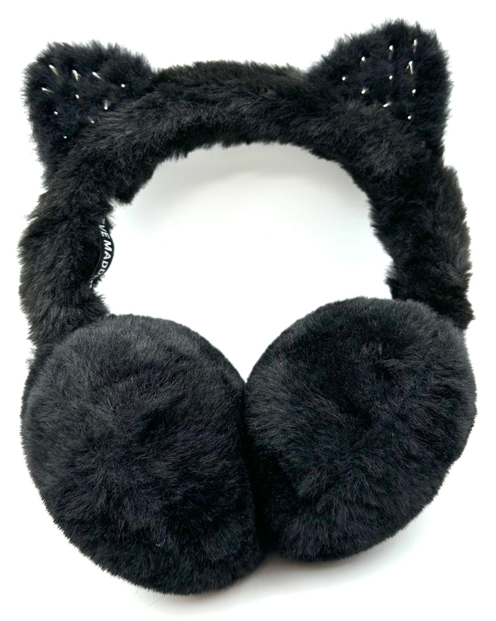 Black Cat Studded Earmuffs - One Size