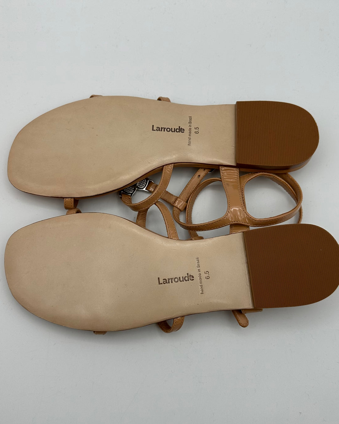 Tan Patent Leather Sandals - Size 6.5