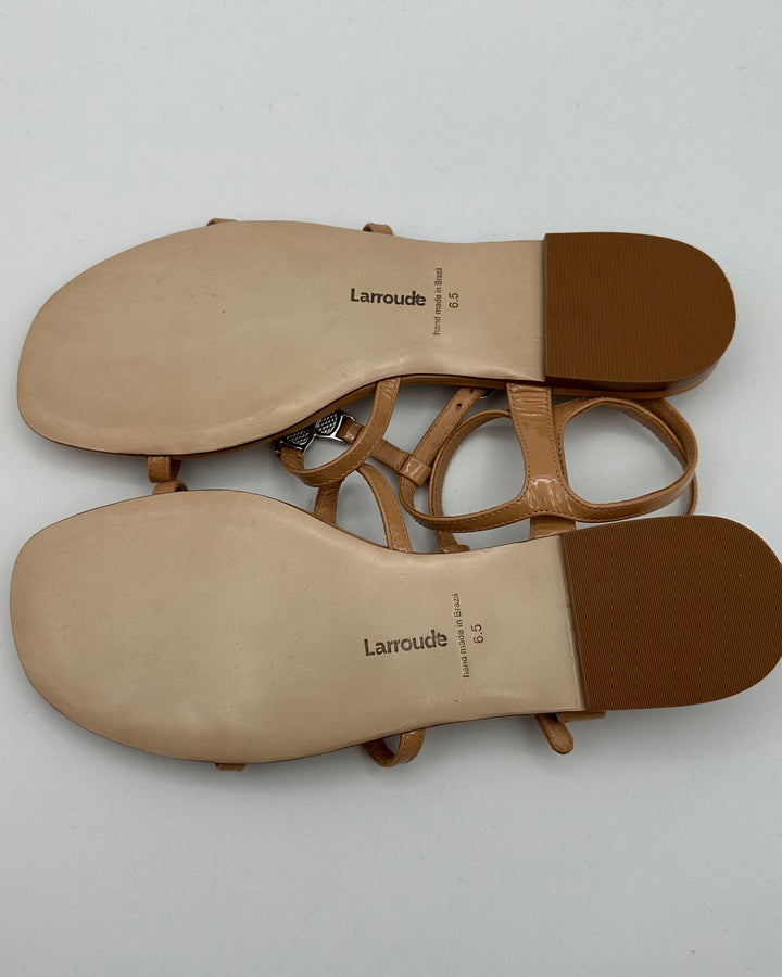 Tan Patent Leather Sandals - Size 6.5