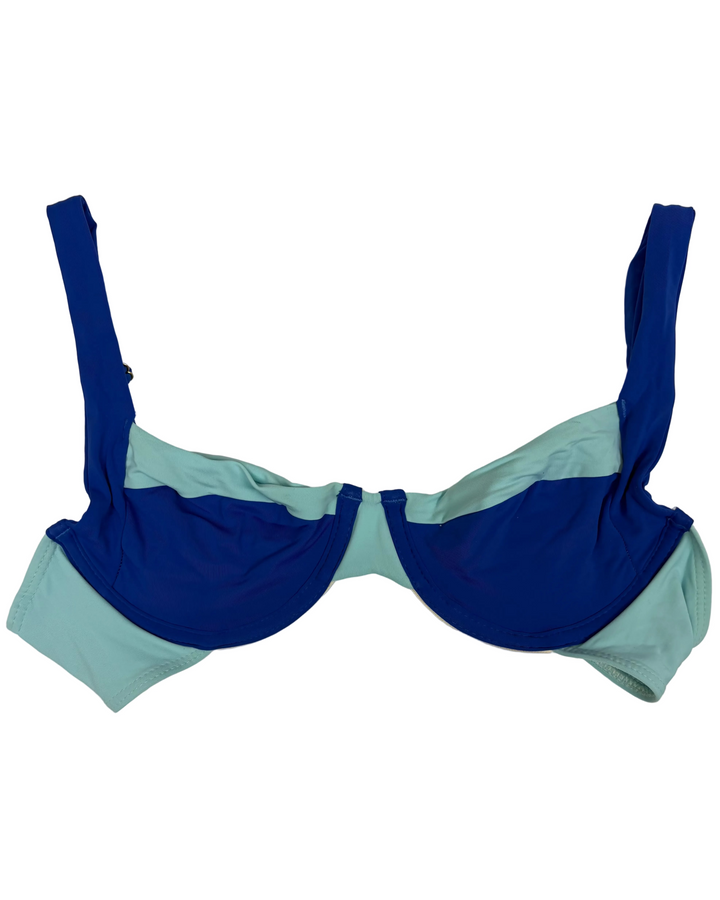 Bright Blue & Sky Blue Underwire Bikini Top - S, M & XL D Cup