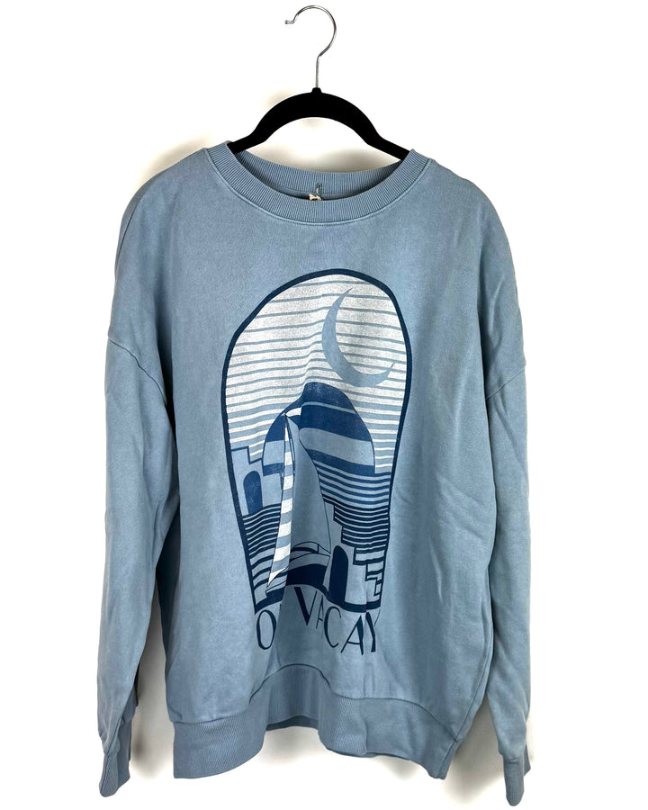 Baby Blue On Vacay Crewneck - Small