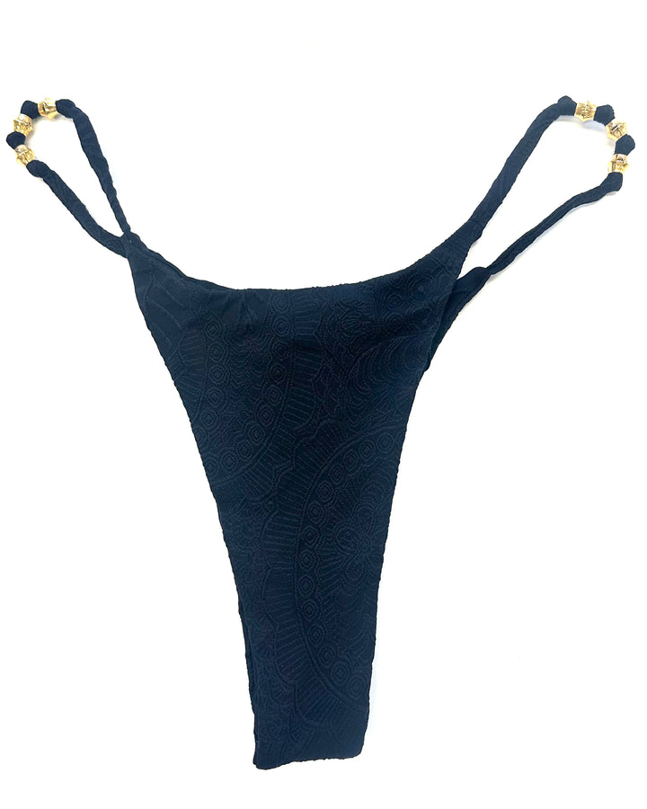Black Embossed Thong Bikini Bottom - S, M, L, XL, XXL