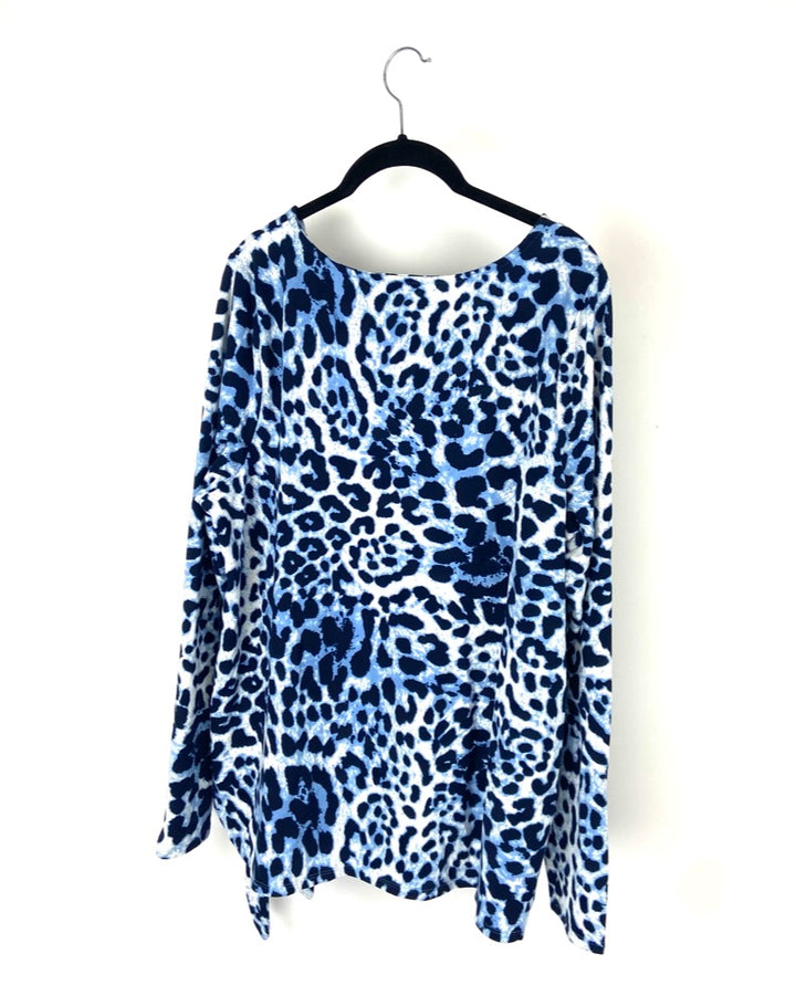 Blue Cheetah Print Tie Top - Size 14-16