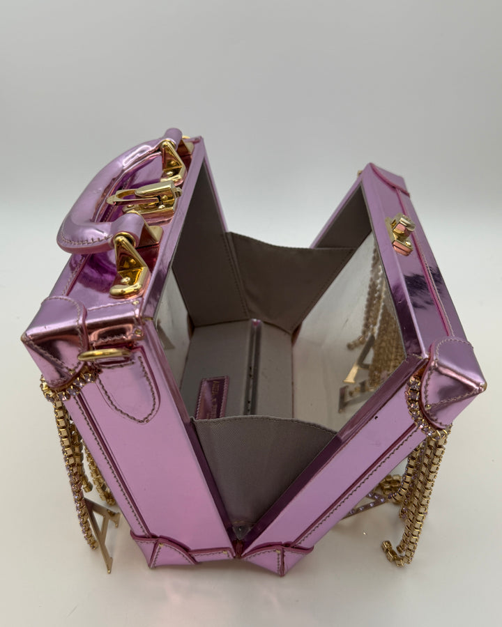 Metallic Pink and Gem Fringe Structured Bag