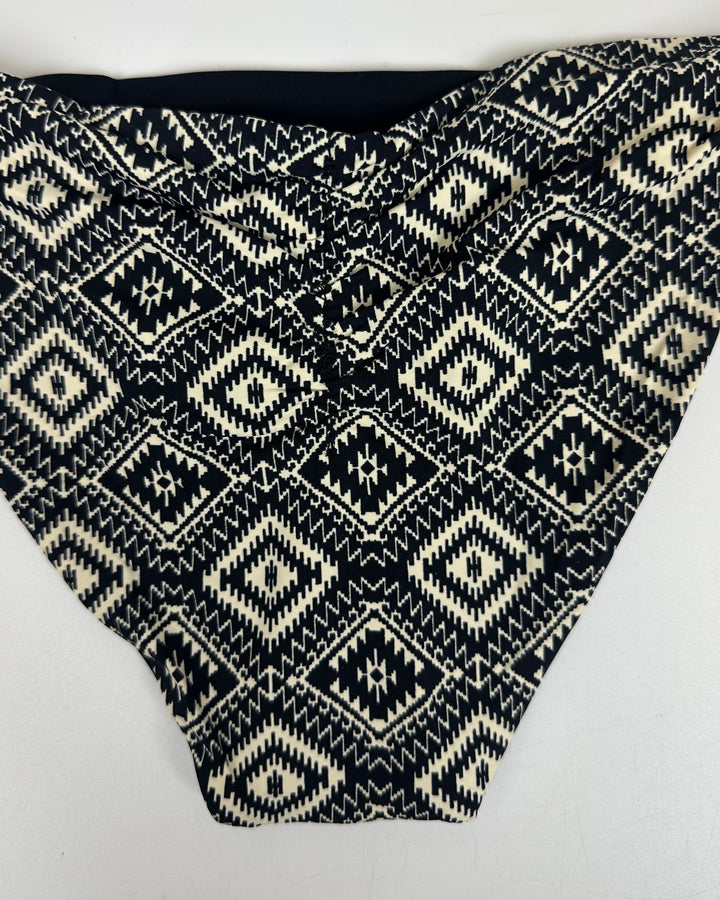 Black & Cream Printed Reversible Scrunch Bikini Bottom - XS, S, M